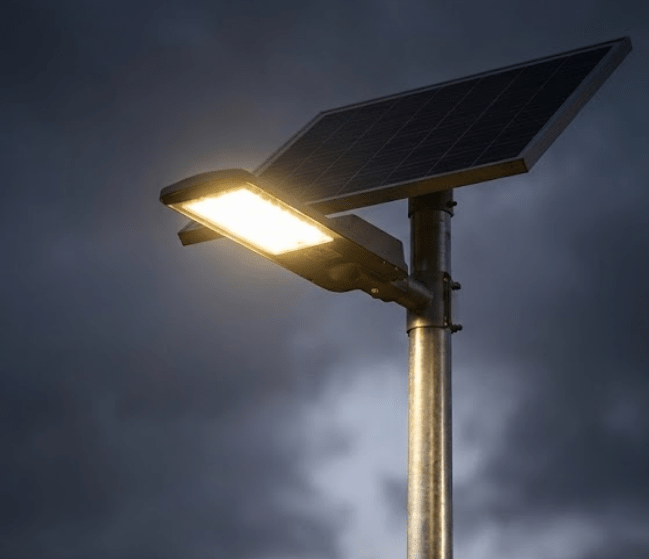Solar street light dimming early due to low battery and limited solar charging