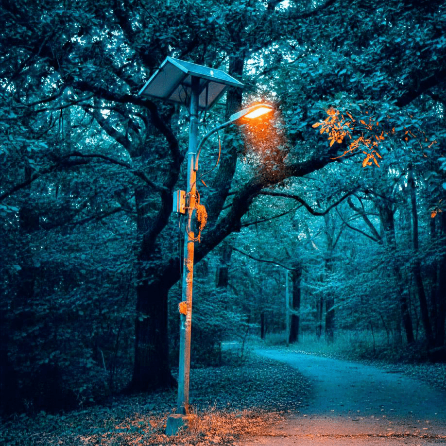 Solar street light affected by shading on the solar panel reducing nighttime performance